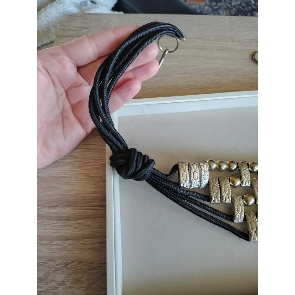 Vintage Two Tone Metal Bead Belt Necklace 22